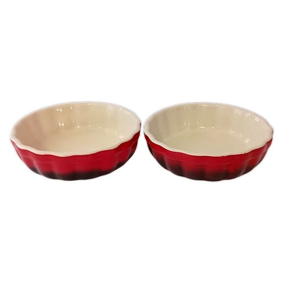 2 ROCQ‎ Parisian Patisserie Ramekins Quiche Tart Pie Baking Dish Set Ombre Red - Picture 12 of 16